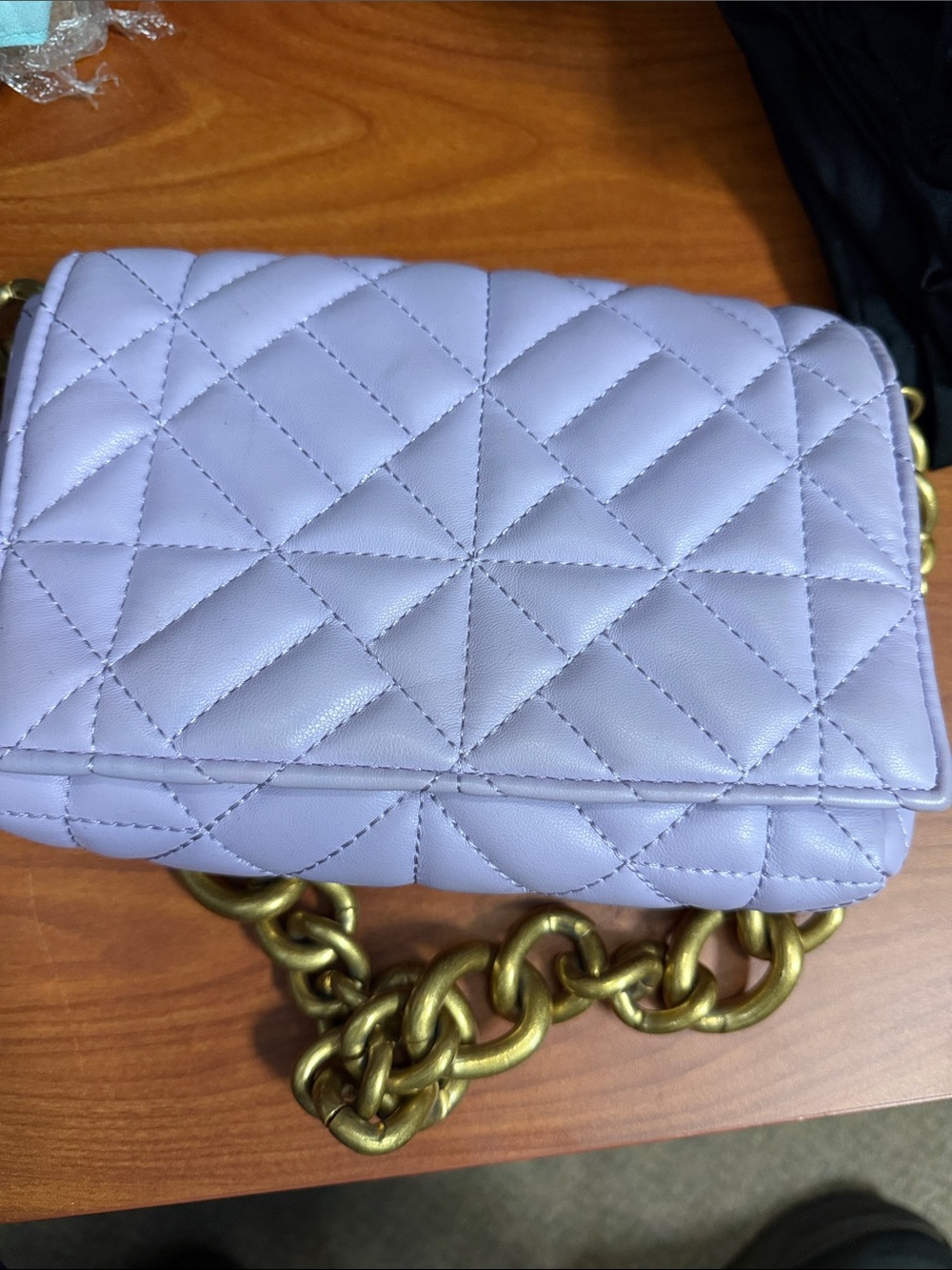 Lilac Quilted Chain Shoulder Bag - Unbranded